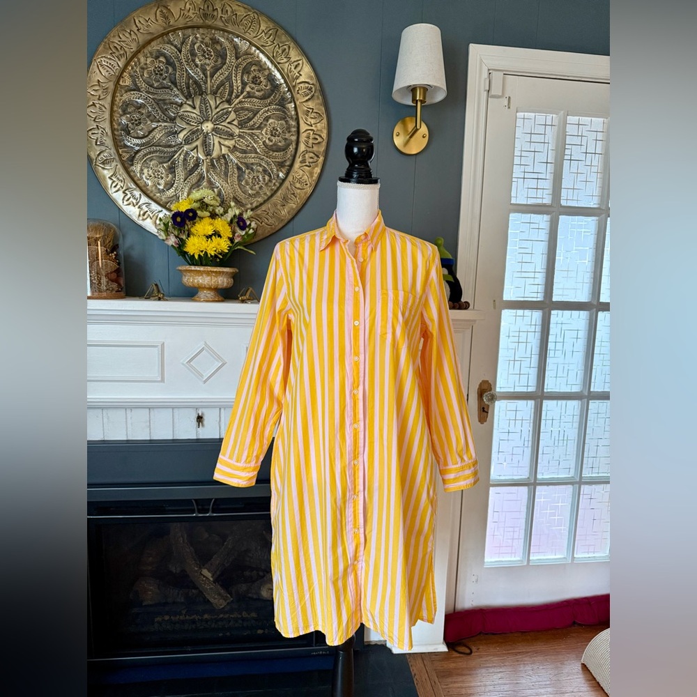 J. Crew Pink Lemonade Stripe Cotton Shirtdress